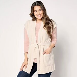 NWT! Cozychic [Barefoot Dreams] Ultra Lite Ivory Sleeveless Cardigan Vest | 3X